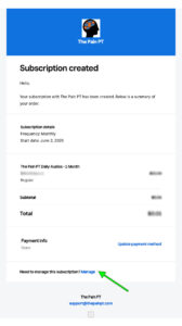 Subscription email